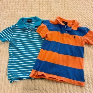 Polo by Ralph Lauren Kids Polo Shirts in Blue and Orange Stripes Set of 2 Size 5